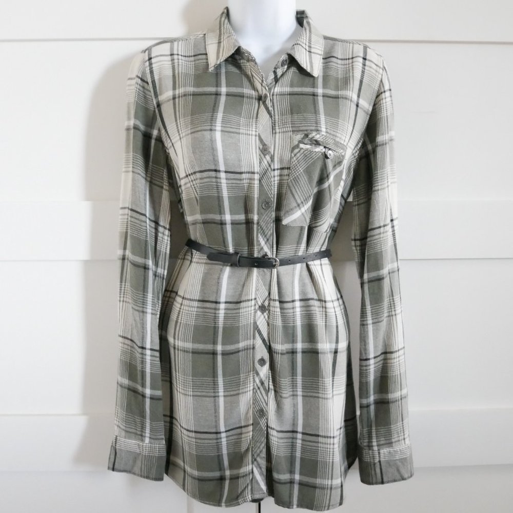 Maurices Green & Black Tunic Button Down Shirt